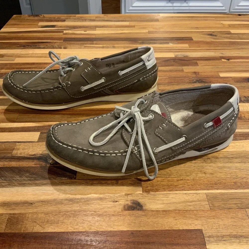Rodd & Gunn Mens Allendale Taupe Leather Boat Loafer Shoes Italy EU 42 US 9.5